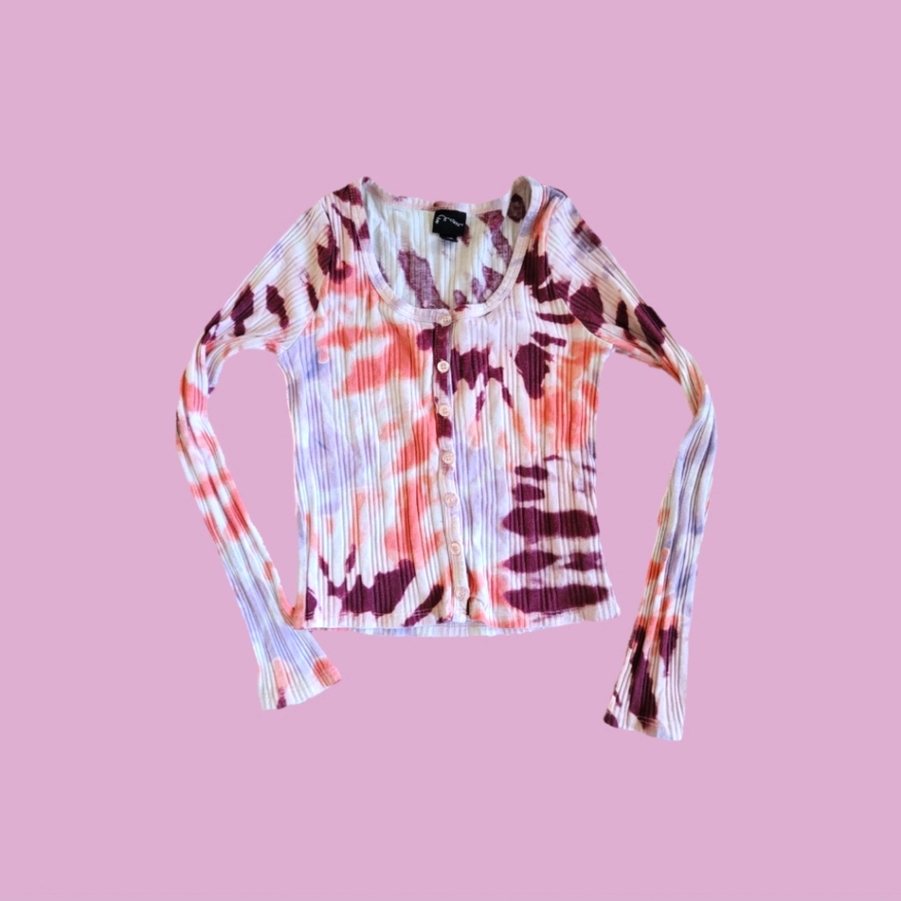 Girls' Art Class Coral | Plum | Lavender Tie Dye Ribbed Long Sleeve Shirt 7/8Y
